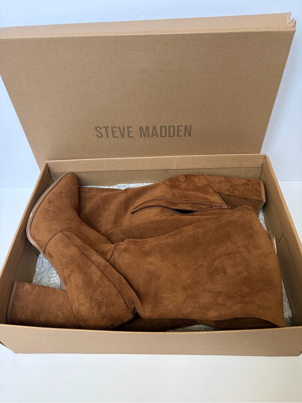 Steve Madden "Gorgeous" Over-the-Knee Faux Suede Boots in Chestnut/Brown (US 10)